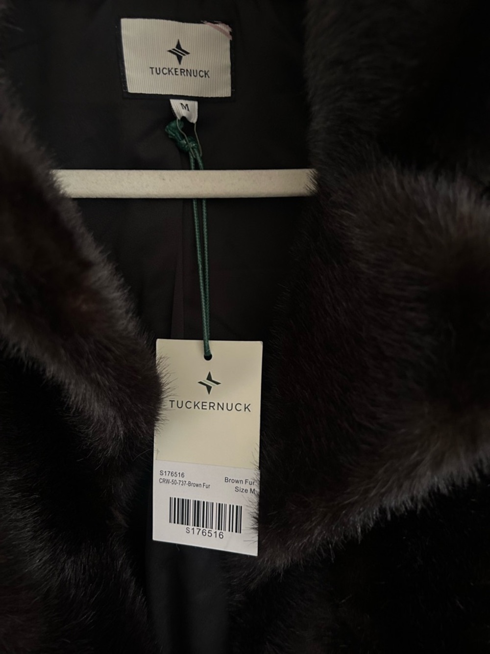 TUCKERNUCK NWT Brown Fur Carmella Coat size medium - Picture 9 of 11